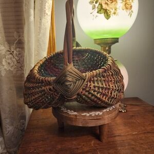 Handcrafted Woven Basket - Brown and Green
